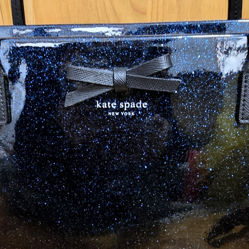 Kate Spade New York Oceano Blue Glitter Mavis Steet Taden Large Tote